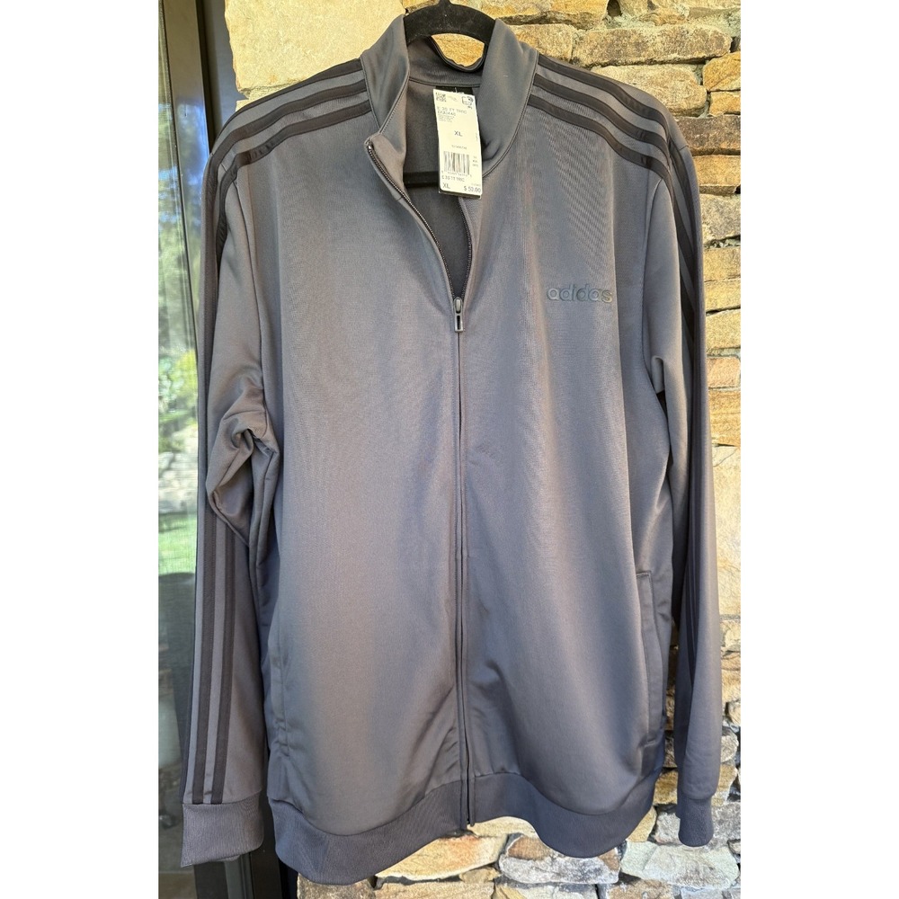 Adidas E 3S Track Jacket Men's XL Gray Black 3 Stripe DU0448 NWT